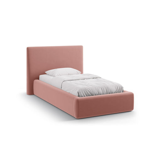 Cosmopolitan Design - Opbergbed met hoofdeinde Asti 90x200cm flueel roze - 220x130x95cm