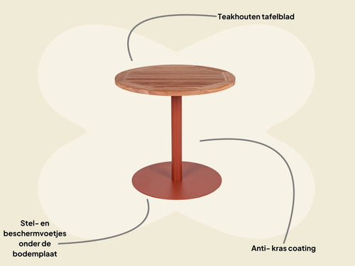 MaximaVida ronde tuintafel Java roestbruin 80 cm- zware 49 kg uitvoering
