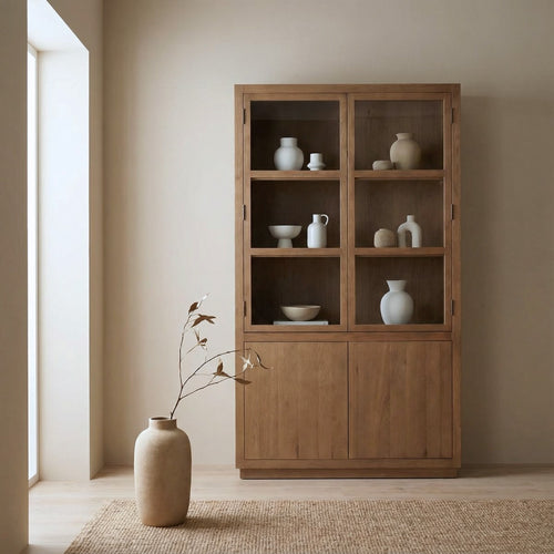 DÉJA Living Vitrinekast Cuenca - Bruin Eiken - 120x40x200cm