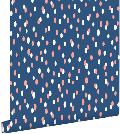 ESTAhome behang stippen blauw en roze - 50 x 900 cm - 131872
