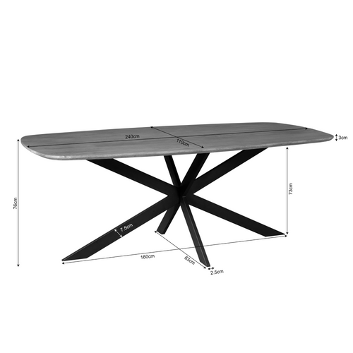 Starfurn  eettafel Elegance - zwart - 110x240x76cm - vtwonen shop