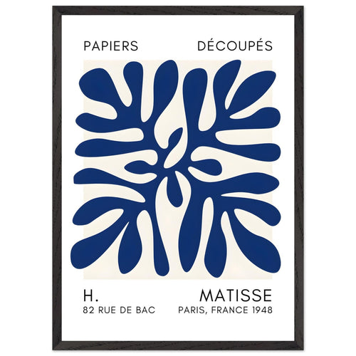 Artfulprints Poster met Lijst Matisse - Deep ocean navy blue II   - 50x70 cm - Blauw