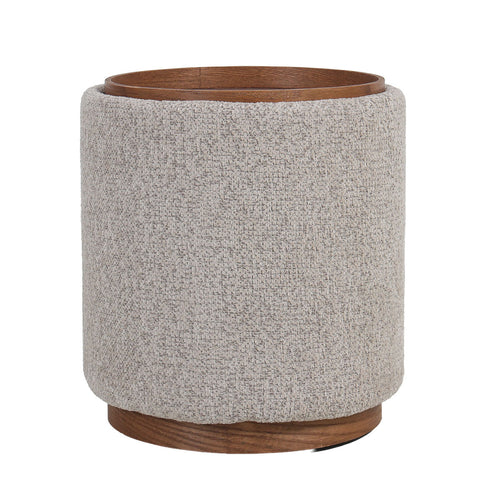 DÉJA Living Bijzettafel Marcia – Rond – Met Opbergruimte – Essen Fineer – 40x40x44 cm – Taupe/Walnoot