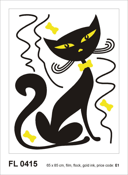 Sanders & Sanders muursticker kat zwart - 85 x 65 cm - 600286