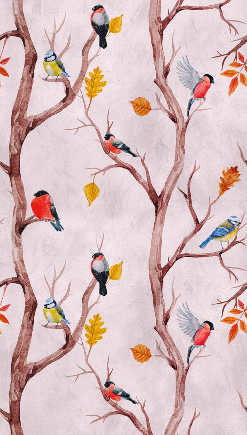 One Wall one Role fotobehang vogels in de natuur roze 159 x 280 cm AS-382301