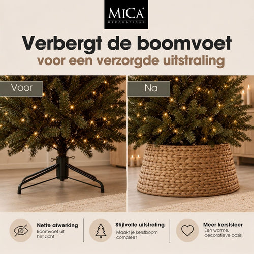 Mica Decorations Kerstboomrok H26 x D58 cm - Kerstboommand - Bruin - Gevlochten Zeegras