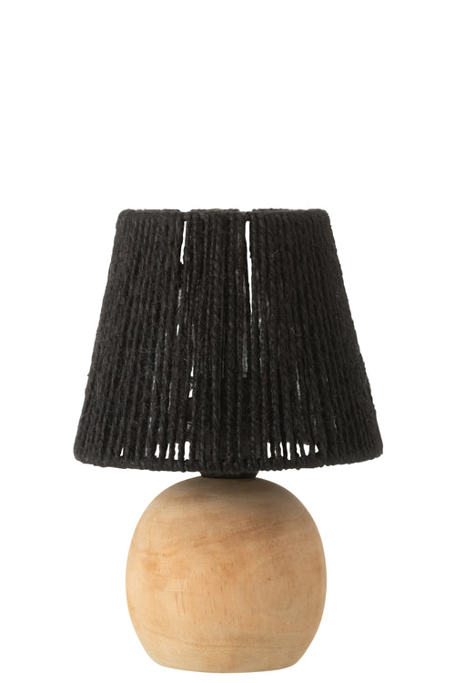 J-Line lamp - hout/metaal - zwart - LED lichtjes