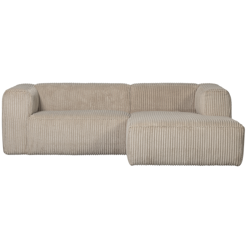 WOOOD chaise longue bank rechts Bean - Ribstof - Travertin - 73x254x178 - vtwonen shop