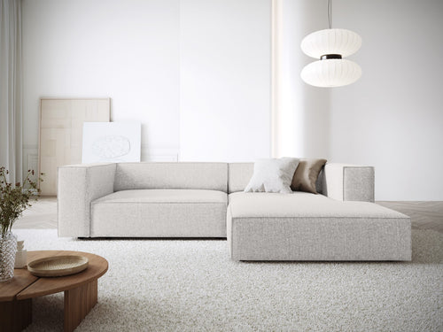 Cosmopolitan Design rechter hoekbank Arendal 3-zits, chenille, lichtgrijs - 166x224x70cm