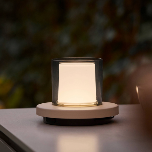 Lighto | Tafellamp bruin met rookglas solar voor buiten | Dimbaar | Oplaadbaar | Werkt op zonne-energie