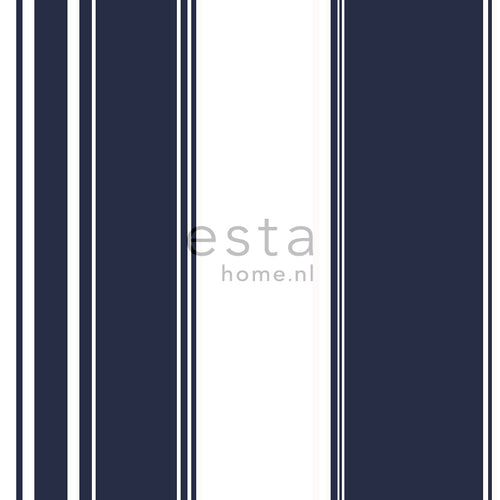 ESTAhome behang strepen marine blauw - 53 cm x 10,05 m - 136417 - vtwonen shop