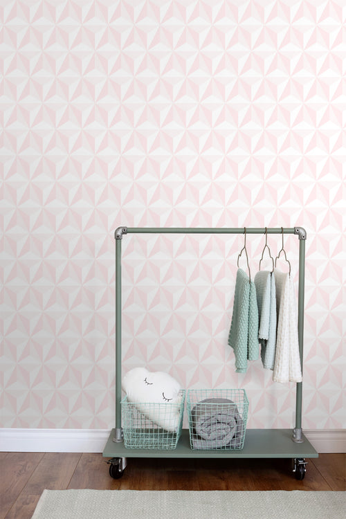 ESTAhome behang grafisch 3D motief licht roze - 53 cm x 10.05 m - 138911