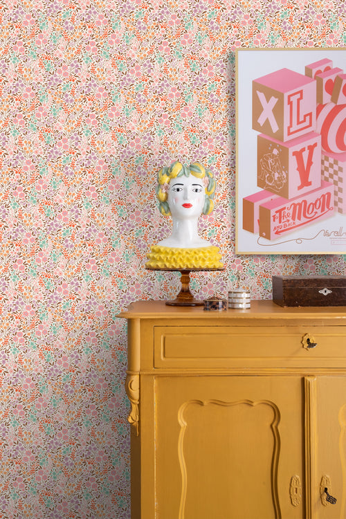 ESTAhome behang bloemetjes roze en blauw - 50 x 900 cm - 131579 - vtwonen shop