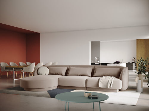 Cosmopolitan Design linker hoekbank Tulum 4-zits, flueel, beige - 156x255x70cm