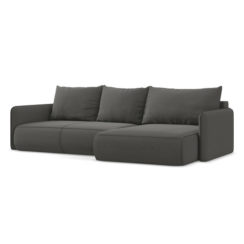 LaMiaSofa hoekbank rechts Palermo - velours - staal - 240x148x86