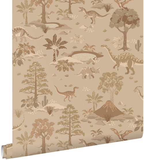 ESTAhome behang dinosaurussen bruin - 50 x 900 cm - 131658 - vtwonen shop