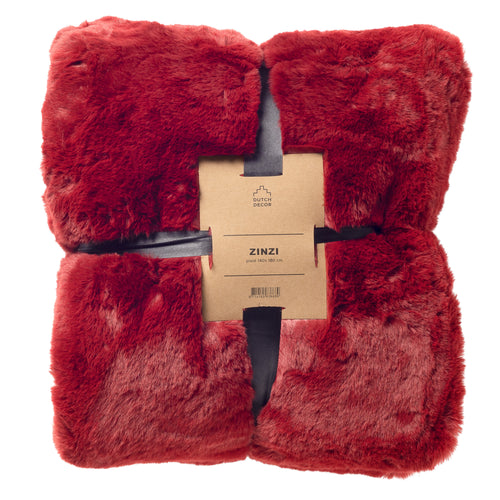 ZINZI - plaid 140x180 cm - bontlook - effen kleur - Merlot - rood