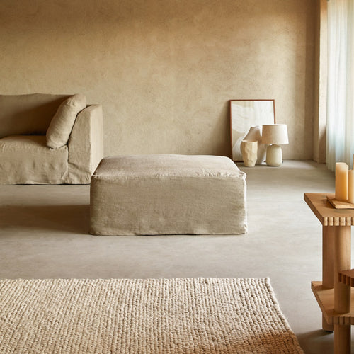 Tikamoon Voetenbank in natuurlijk linnen - Naturel - vtwonen shop