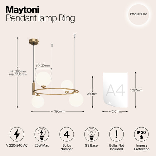 Maytoni - Hanglamp Ring - Messing - Ø40 - vtwonen shop