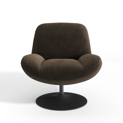 Premium Interiors - Draaistoel RETRO - krullend fluweel espressobruin 71cm