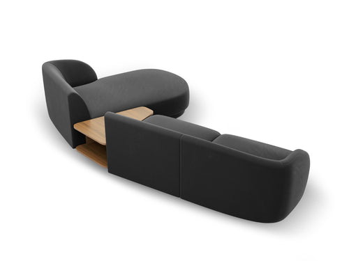 Micadoni Rechte modulaire bank Miley 3-zits, flueel, grijs - 178x303x70cm