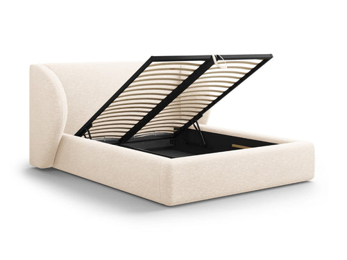 Micadoni Opbergbed met hoofdeinde Miley 180x200cm, chenille, lichtbeige - 230x227x100cm
