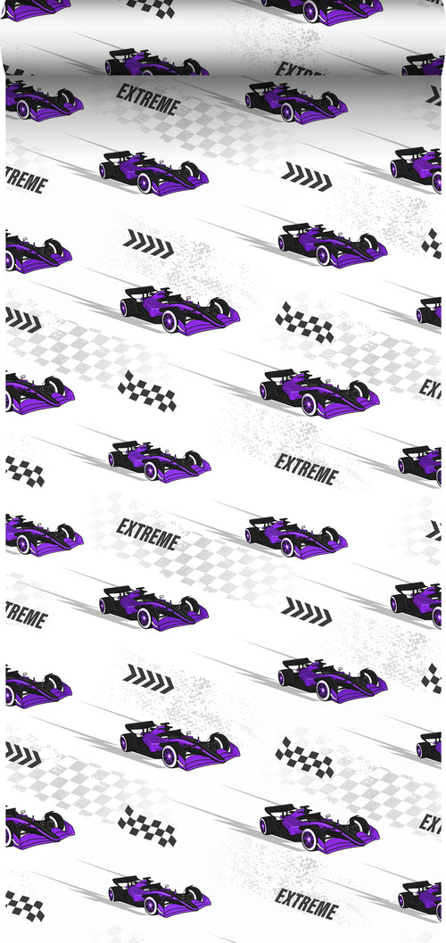 Sanders & Sanders behang race auto's paars - 50 x 900 cm - 935356
