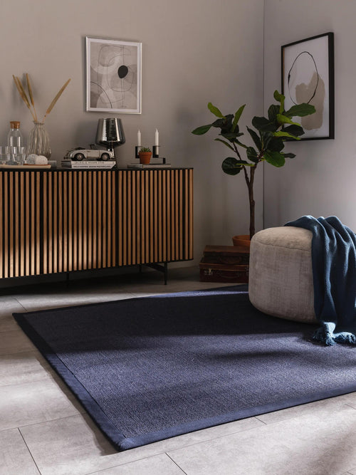 benuta sisal vloerkleed Sana - blauw - 150x150 cm