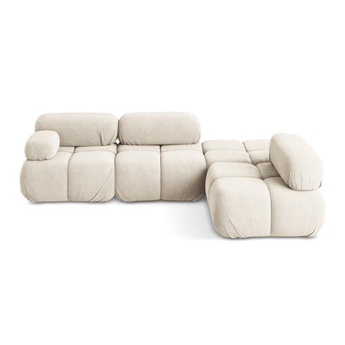 LaMiaSofa hoekbank rechts Sanremo - chenille stof - lichtbeige - 285x190x70