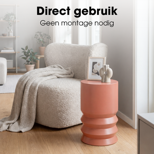 Mica Decorations Mart Bijzettafel – Bijzettafel Rond – Tafeltje – Koffietafel – Bijzet Tafel voor Woonkamer – Ook als Plantentafeltje of