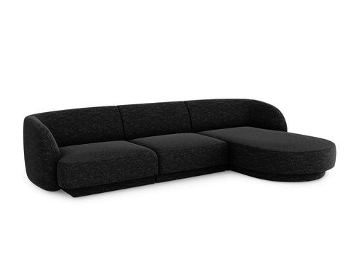 Micadoni rechter hoekbank Miley 4-zits, chenille, zwart - 156x255x70cm