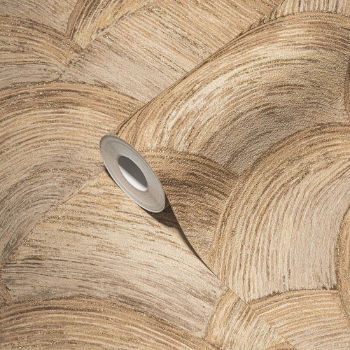 Livingwalls behang art deco bogen beige, bruin en goud - 53 cm x 10.05 m - AS-391054 - vtwonen shop