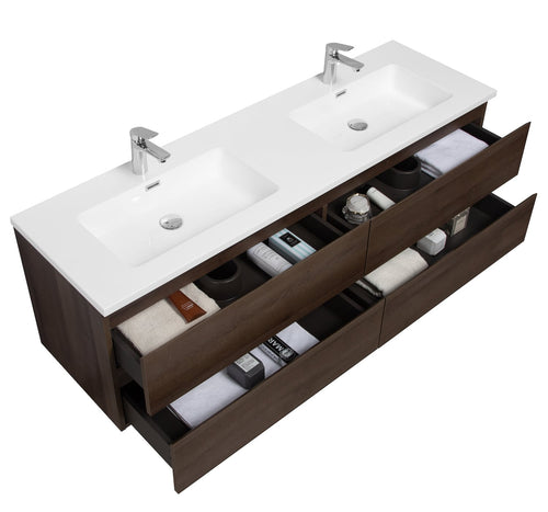 Badplaats Badkamermeubel Set Angela 160 cm – Bruin Eiken – Badmeubel met Wastafel