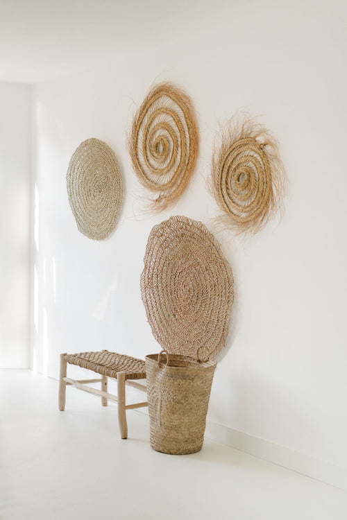 NOA MAY Wanddecoratie Medina - naturel - zeegras - Ø 65 x h3 cm