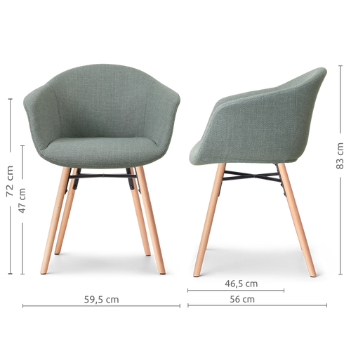 Nolon Nena-Otis Eetkamerstoel Saliegroen - Armleuning - Stof - vtwonen shop