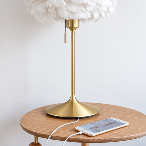 Umage Sante tafellamp white met usb en Eos mini white lampenkap