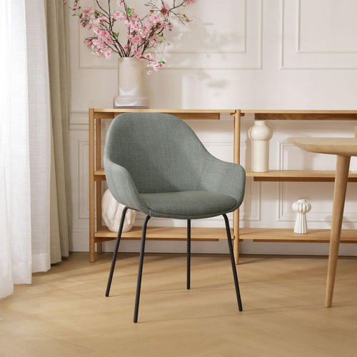 Nolon Nora-Mae Eetkamerstoel Saliegroen - Armleuning - Zwarte Poten - vtwonen shop