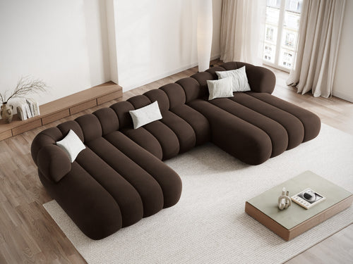 Cosmopolitan Design Panoramische bank Koge 6-zits, flueel chocolade - 165x348x70cm