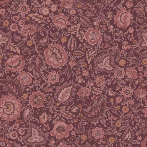 ESTAhome behang vintage bloemen donker paars - 50 x 900 cm - 132240