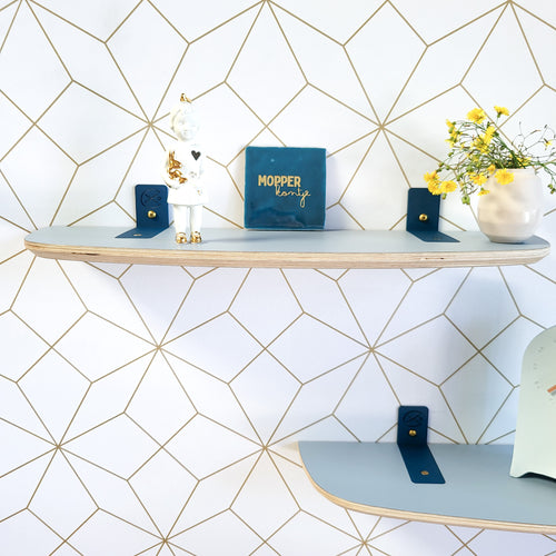 Fabricado wandplank Schappie – denim - 60 cm met wandhaken blauw - vtwonen shop