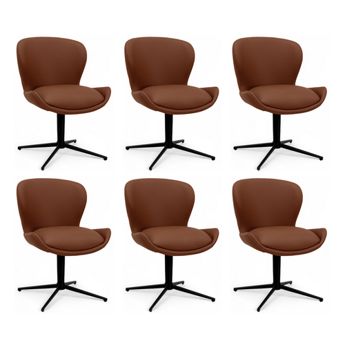 Furnhouse eetkamerstoel Nicklas - Donkerbruin - Leer - Set van 6