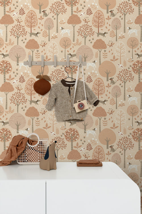 ESTAhome behang honden beige en terracotta roze - 53 cm x 10.05 m - 139711 - vtwonen shop