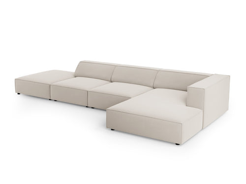 Cosmopolitan Design rechter hoekbank Arendal 5-zits, flueel, ecru - 166x341x70cm