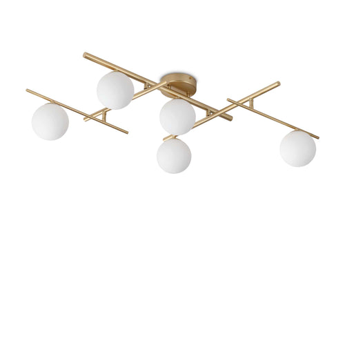 Ideal Lux ATLAS 5-lichts Globe-plafondlamp Messing