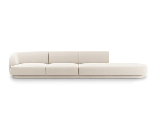 Micadoni Rechte bank Miley 4-zits, flueel, lichtbeige - 90x323x70cm
