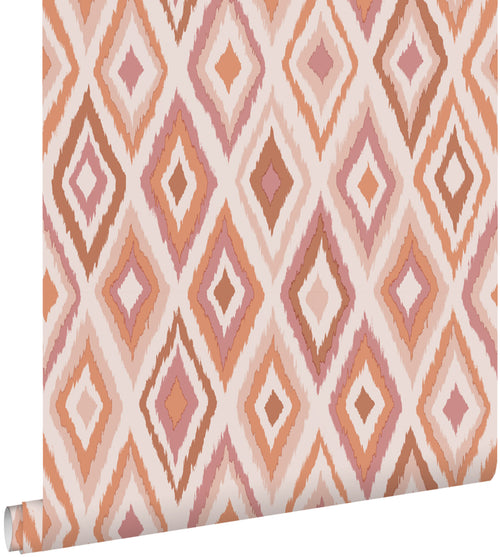 ESTAhome behang ruiten roze en terracotta - 50 x 900 cm - 131786