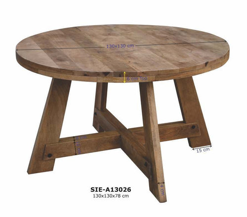 Giga Meubel Eettafel Yvette - Bruin Mangohout - 130x130x76cm - vtwonen shop