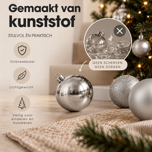Mica Decorations Kerstballen Zwart 27 stuks - Onbreekbare Kerstballenset - Diameter 8 cm - Mix van Mat, Glanzend en Glitter - Kerstboomversiering voor