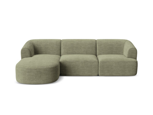Cosmopolitan Design Modulaire hoekbank links Campi 4-zits, ribfluwelen mosgroen - 156x256x70cm