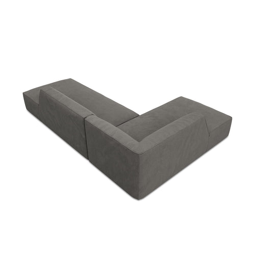 Cosmopolitan Design - Modulaire hoekbank links Siena 4-zits, ribfluwelen donkergrijs - 180x273x69cm